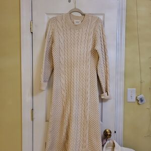 Hyacinth House Cream Cable Knit Sweater Dress L